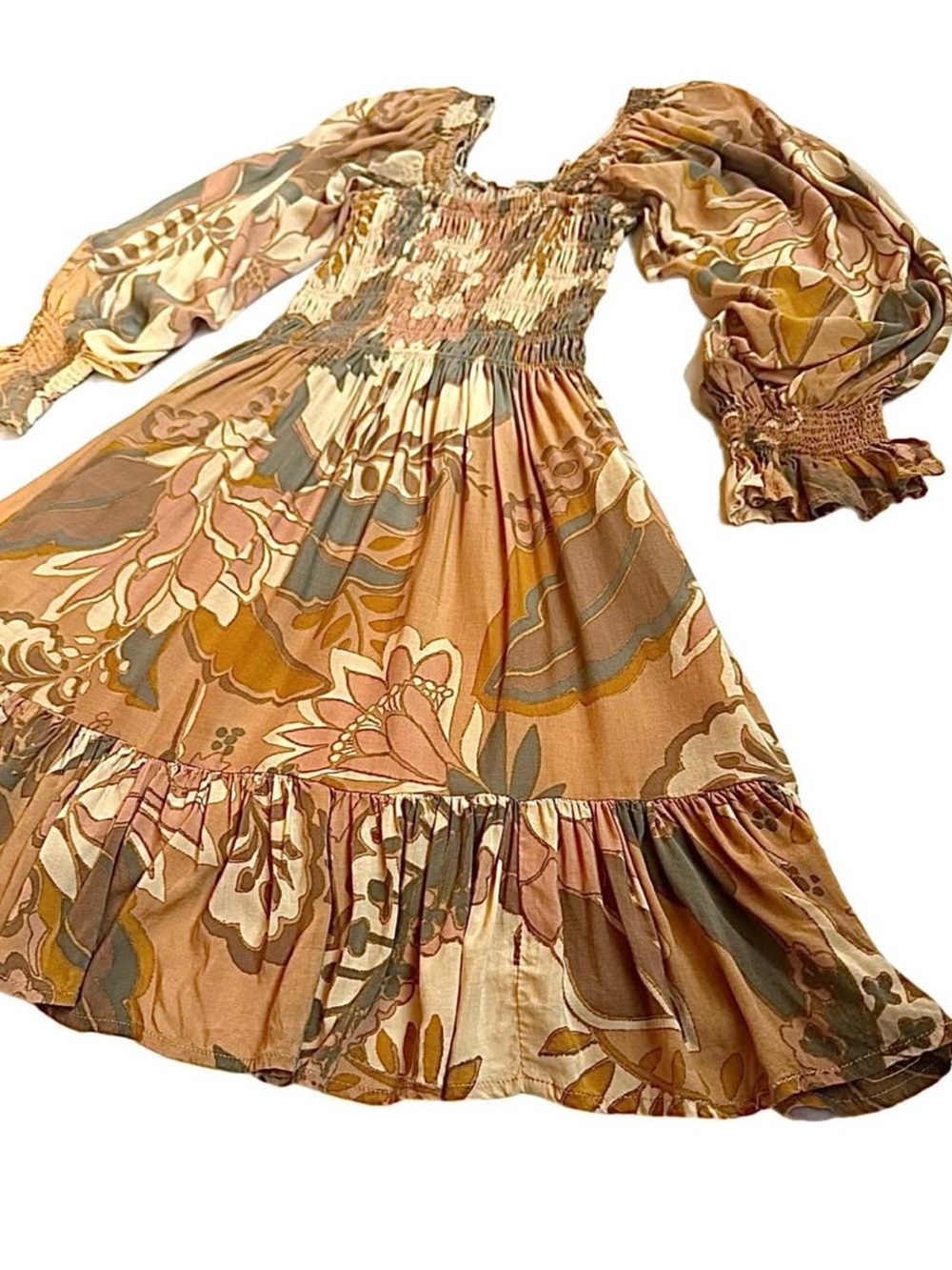 Karlie Brand Bohemian Flora & Fauna Smocked Ruffle Dress - Picture 4 of 6
